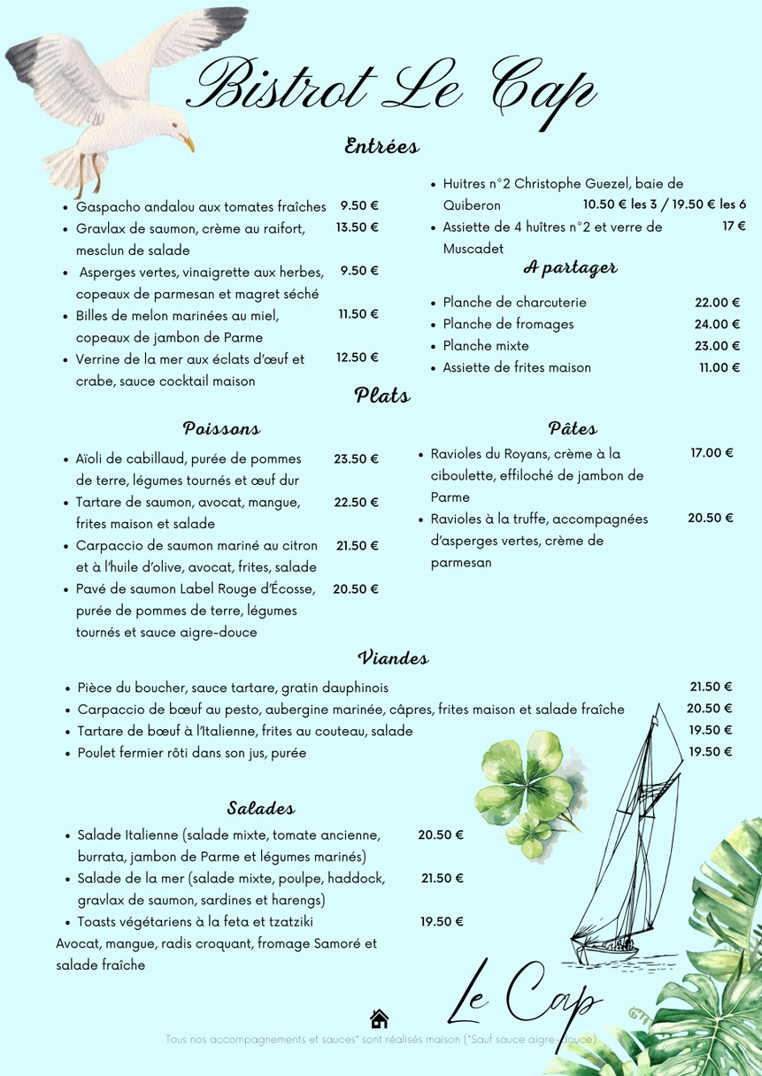 Bistrot Le Cap menu 1
