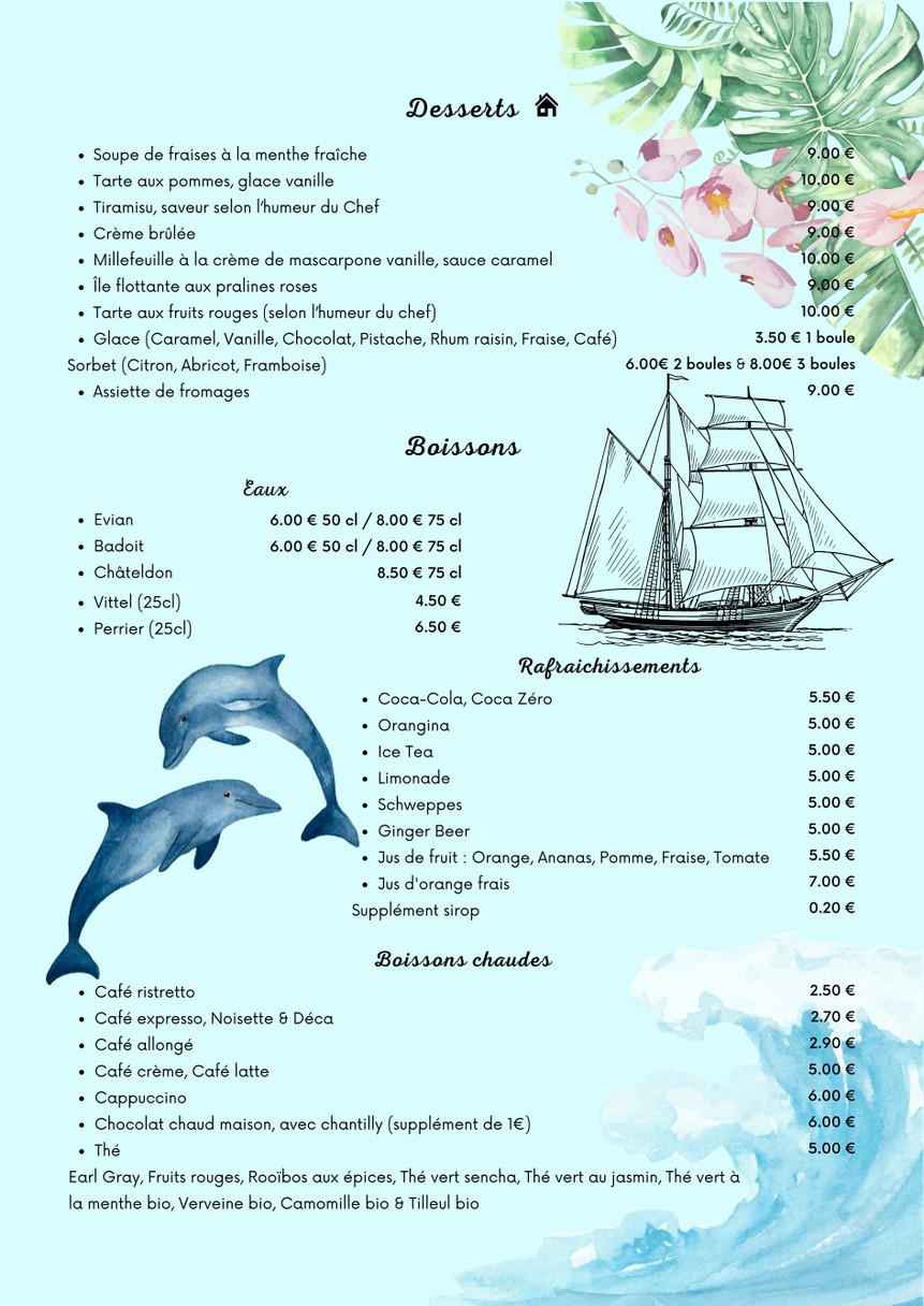 Bistrot Le Cap menu 2
