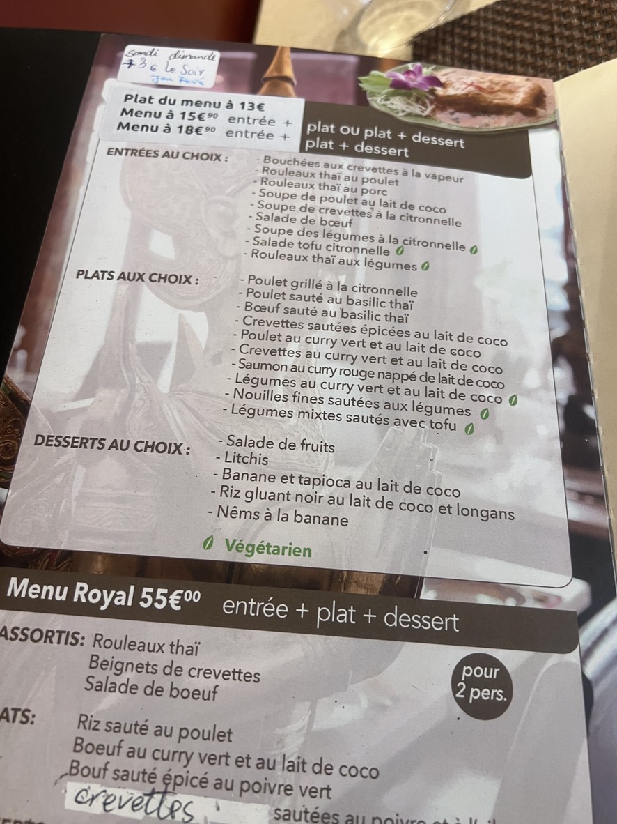 Thai Time menu 1