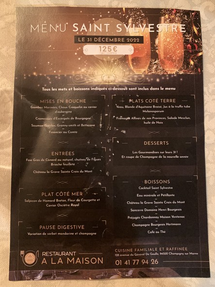 Restaurant a la Maison.