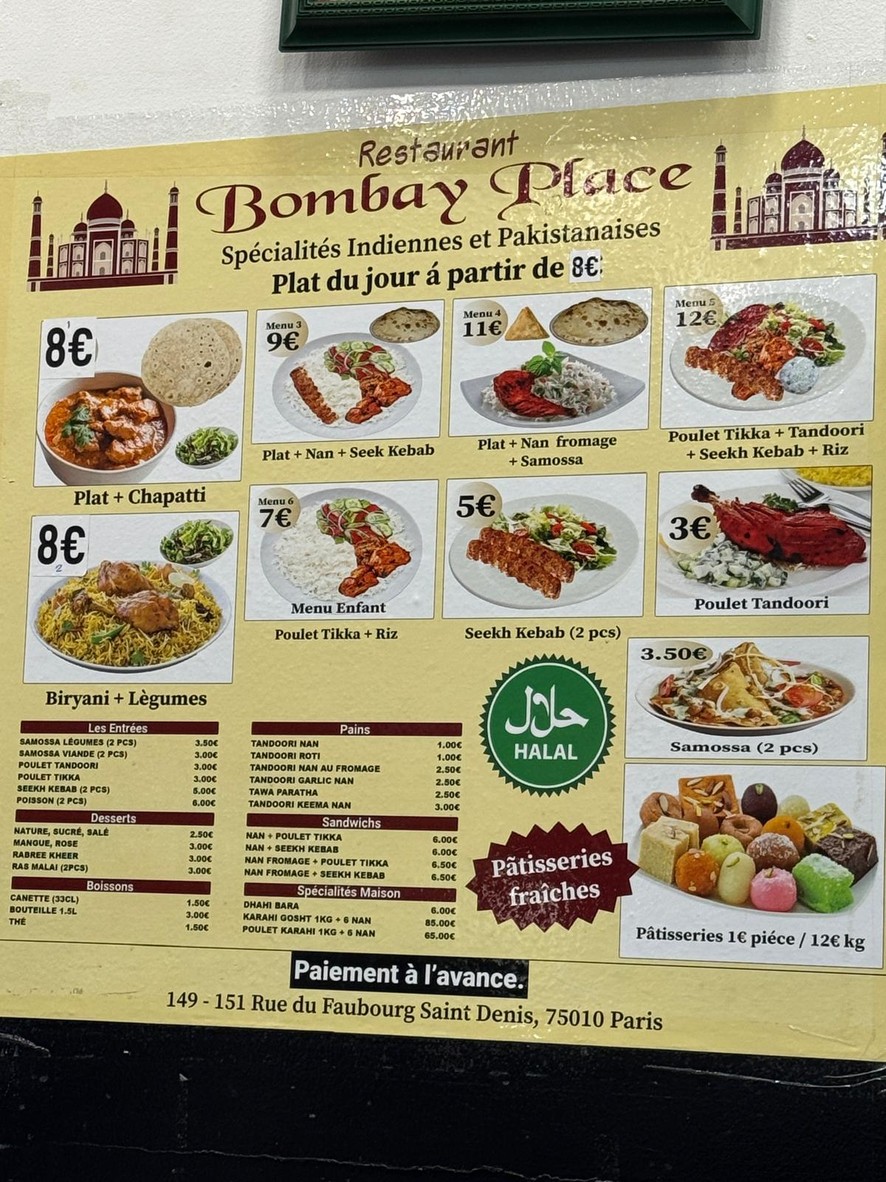 Bombay Palace menu 1