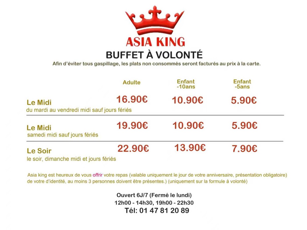 Asia King menu 1