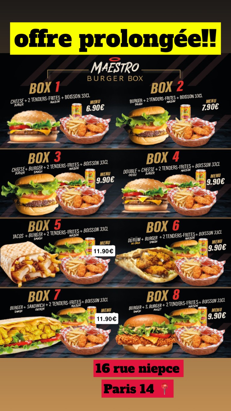 Maestro Burger's menu 4