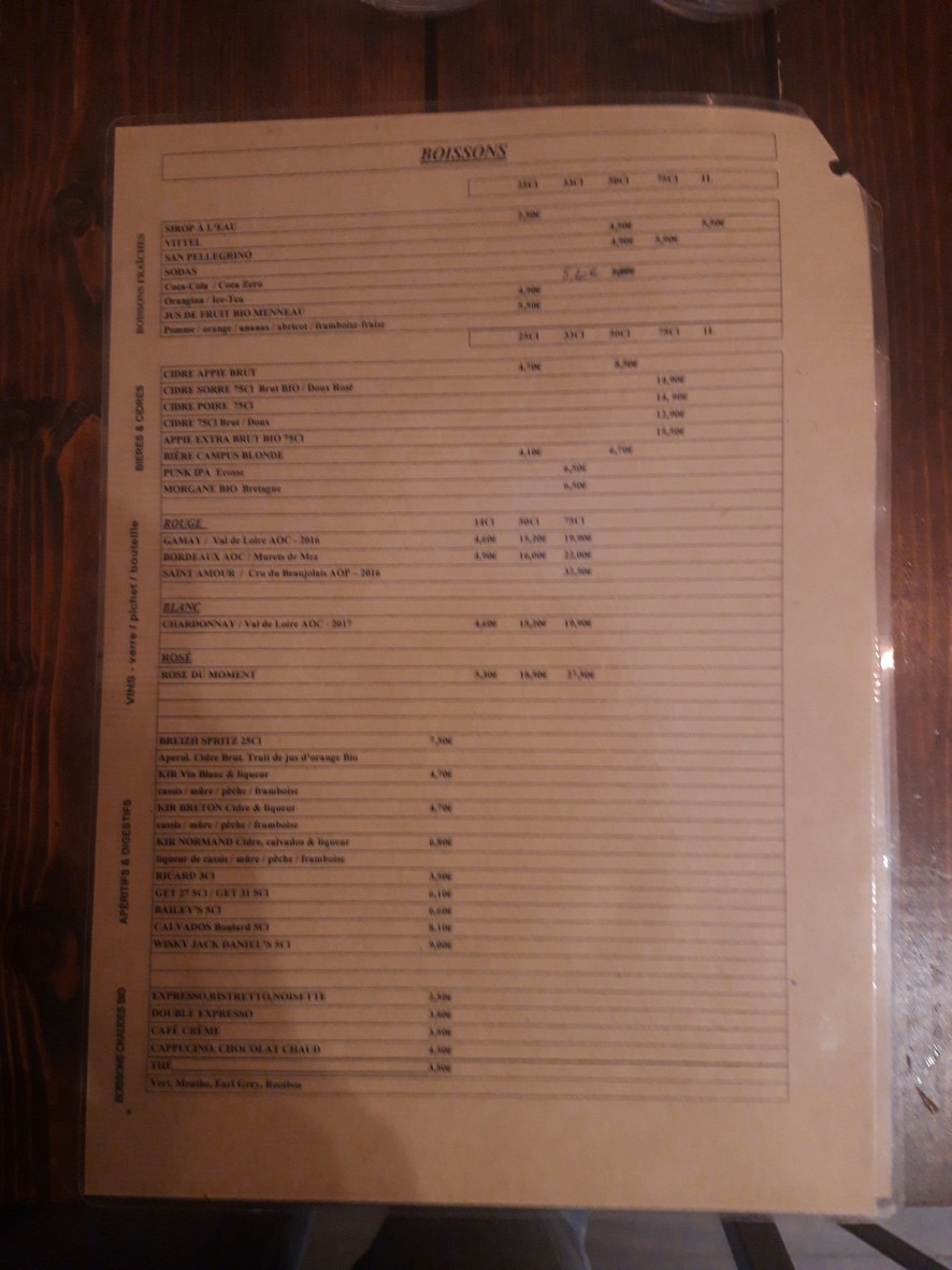 Les Docks 13/14 menu 3