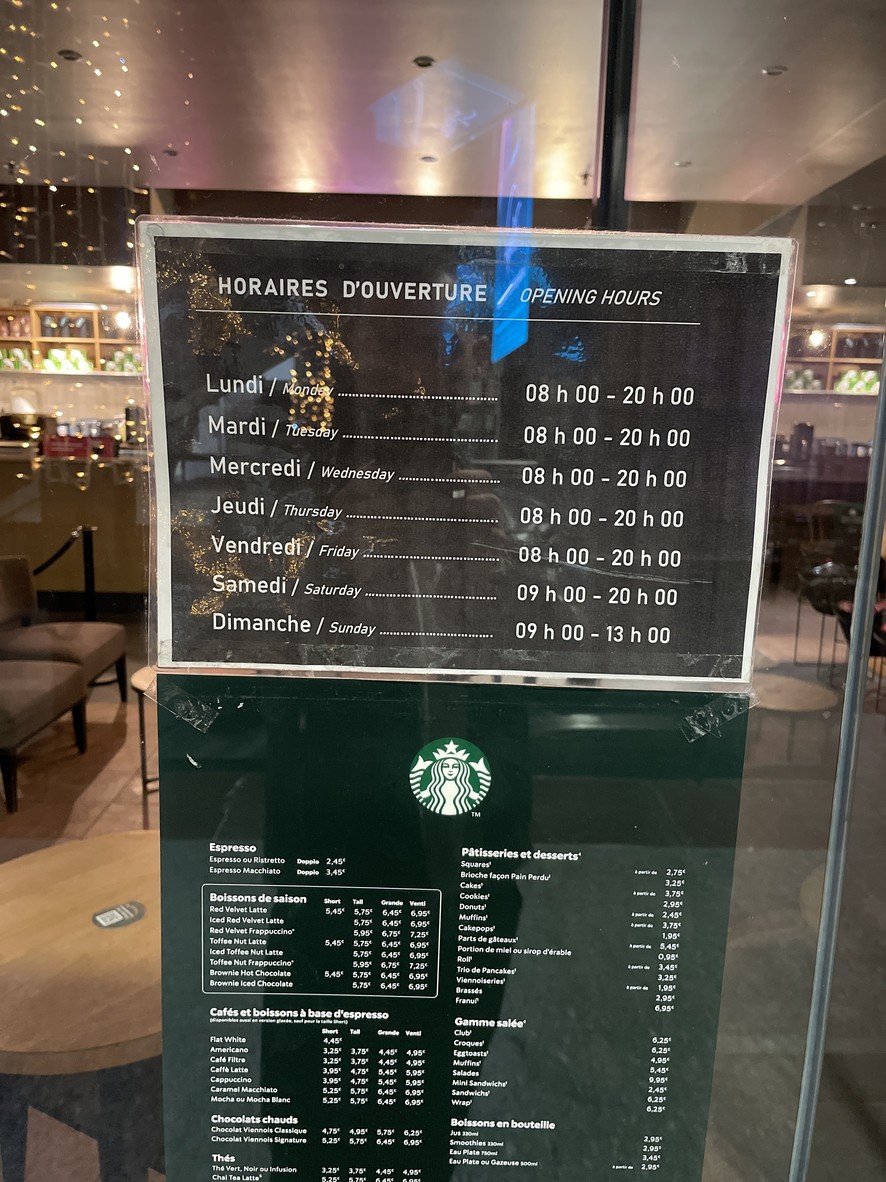 Starbucks menu 1