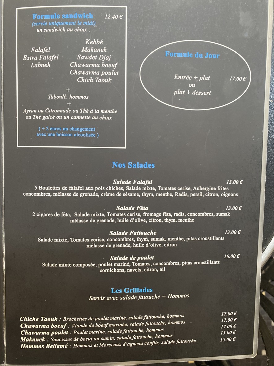Le daily syrien Bar menu 2