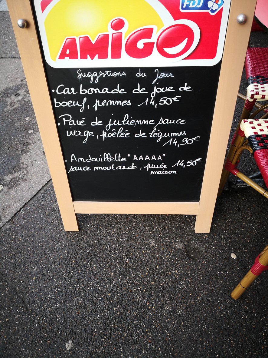 Brasserie de l'aviation menu 2
