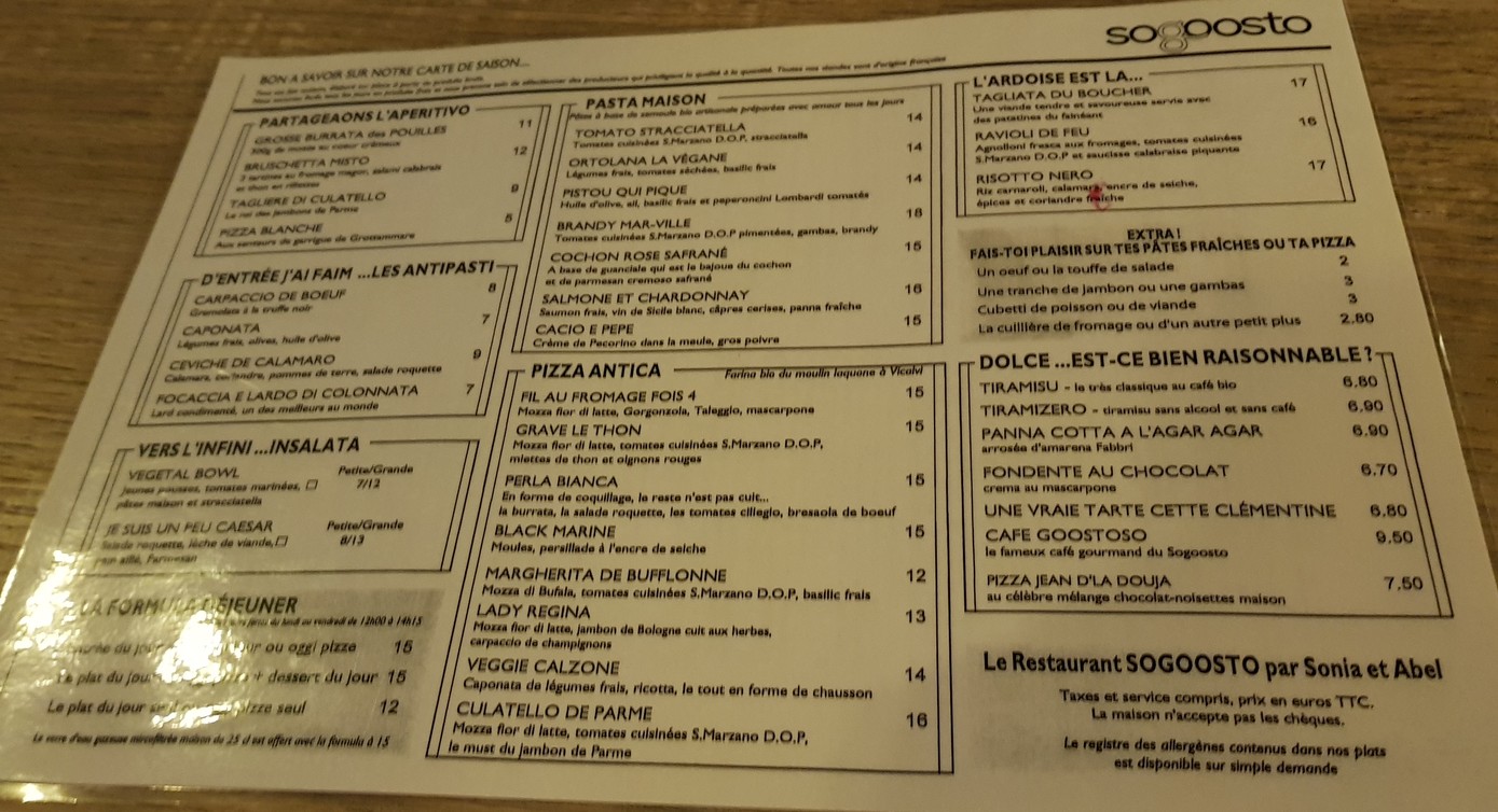 SOGOOSTO menu 1