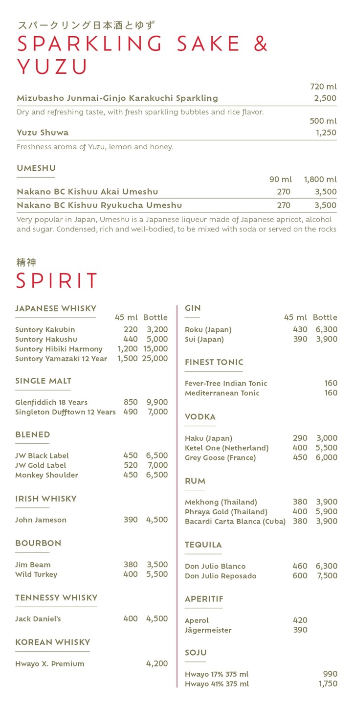 Benihana at Riverside Plaza Bangkok menu 3