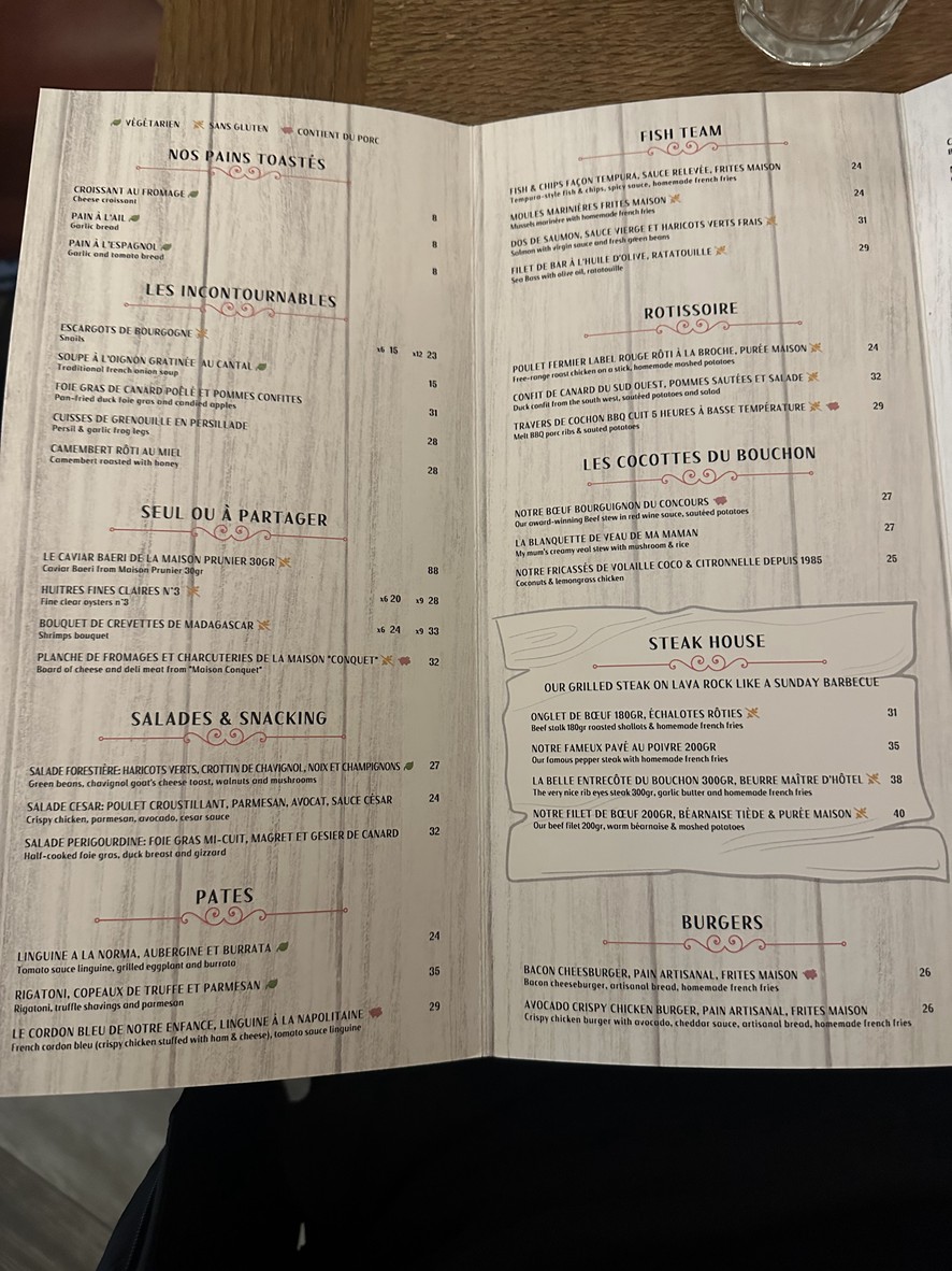 Le Bouchon menu 1