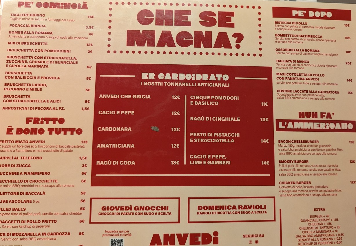 Anvedi Colli Portuensi menu 1