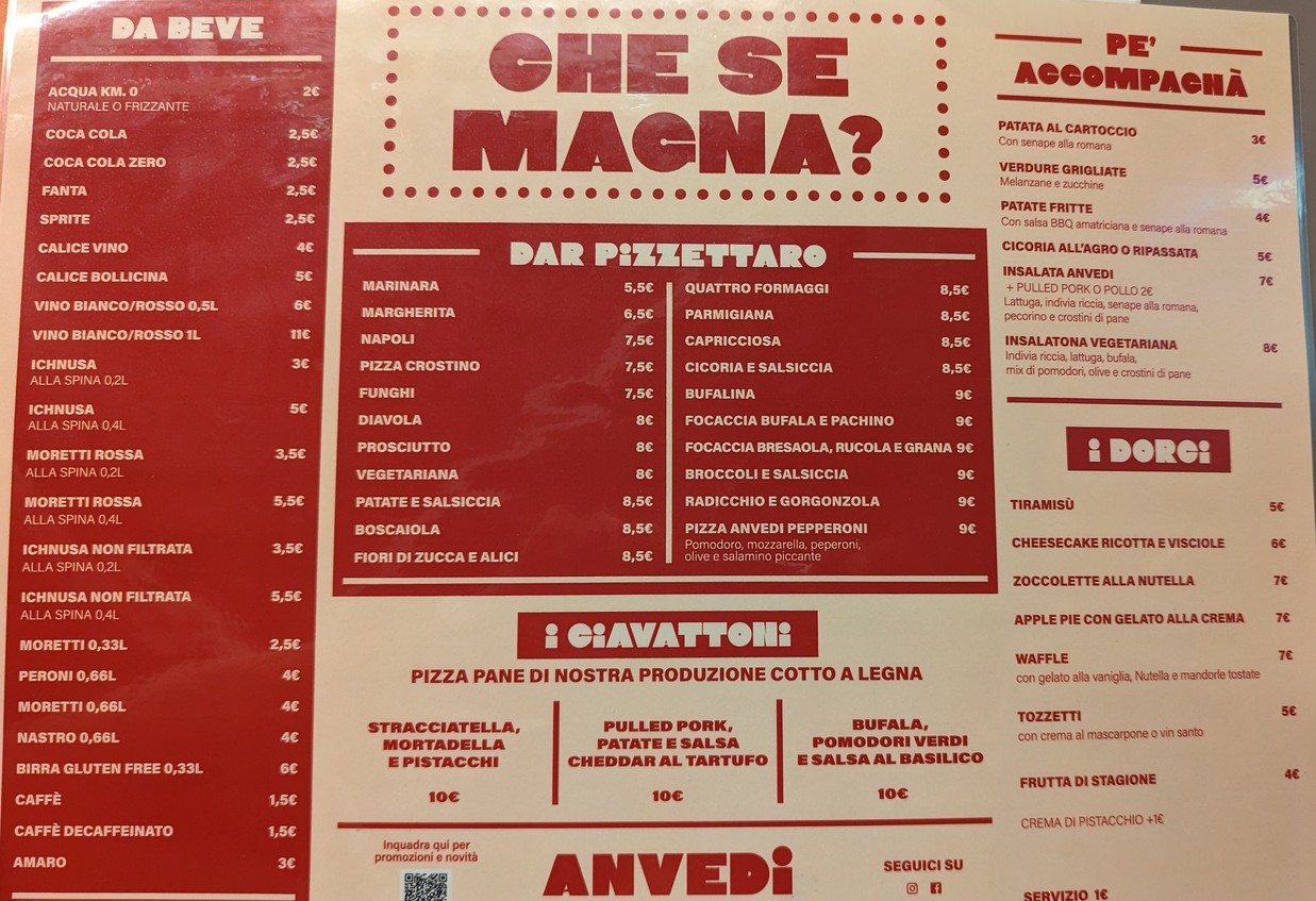 Anvedi Colli Portuensi menu 3