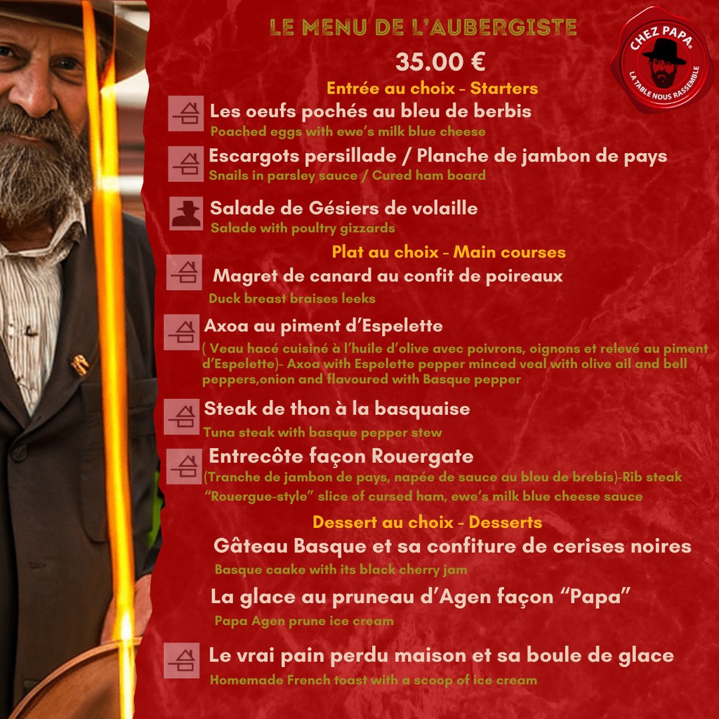 Chez Papa Asnières menu 1