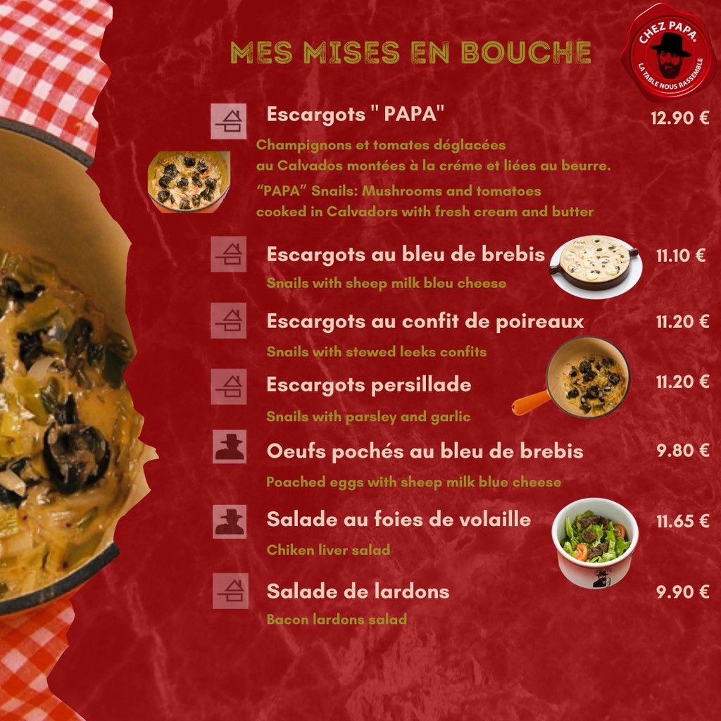 Chez Papa Asnières menu 2