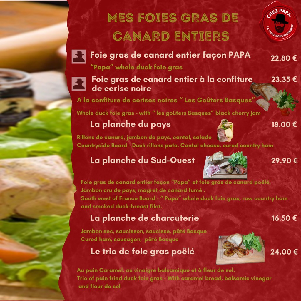 Chez Papa Asnières menu 3