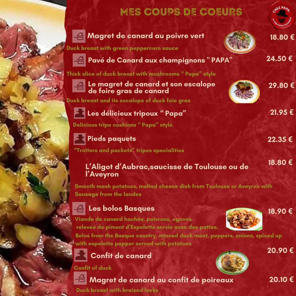 Chez Papa Asnières menu 5