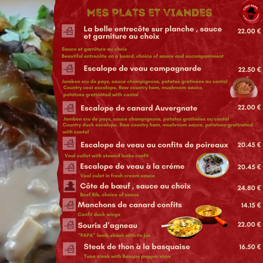 Chez Papa Asnières menu 6