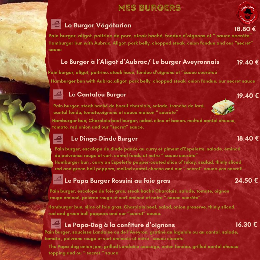 Chez Papa Asnières menu 7