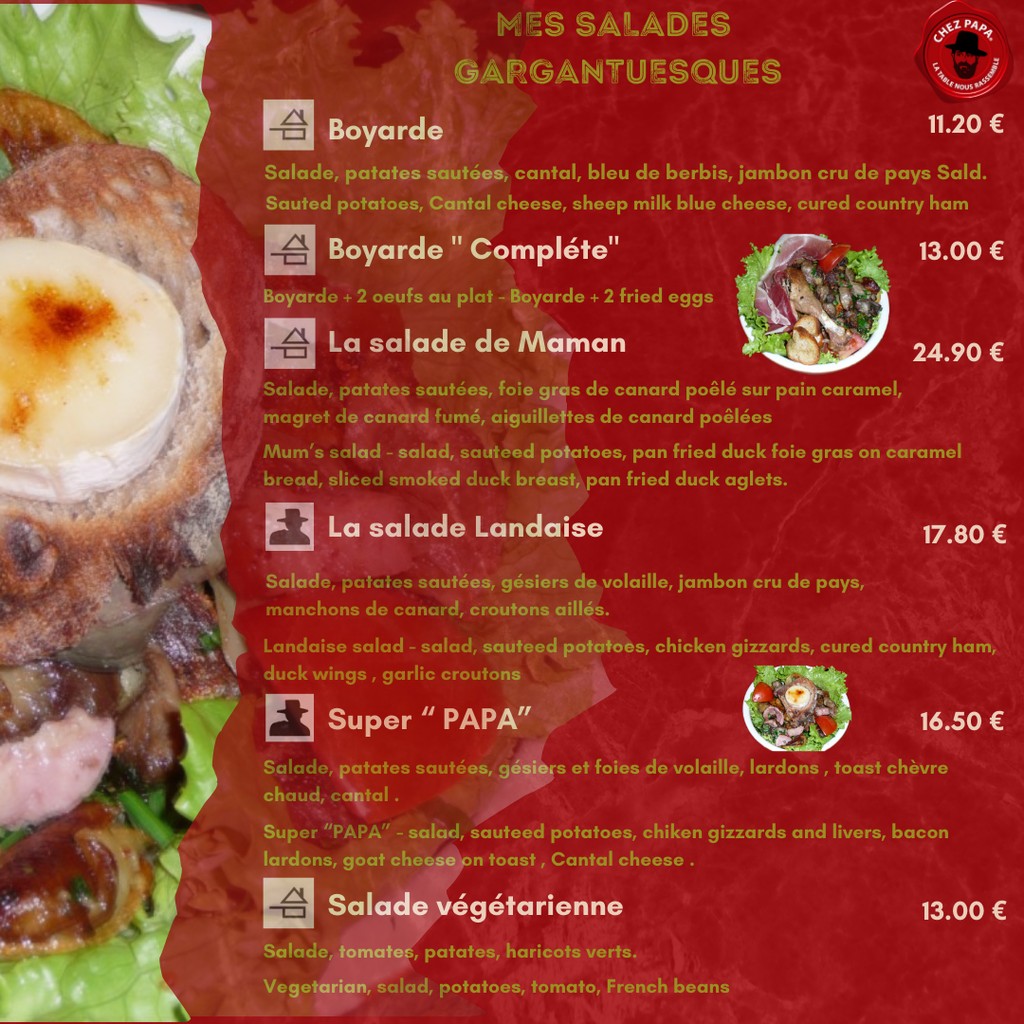 Chez Papa Asnières menu 8