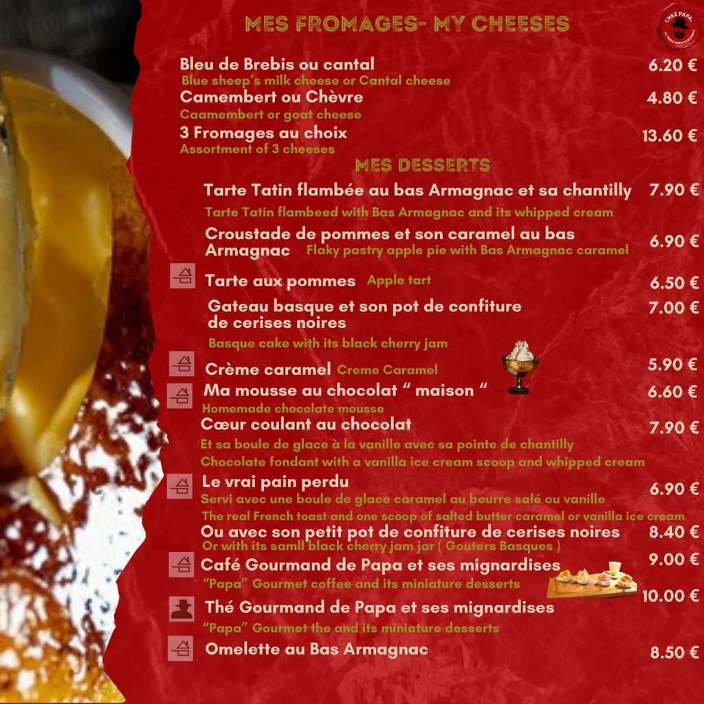 Chez Papa Asnières menu 10