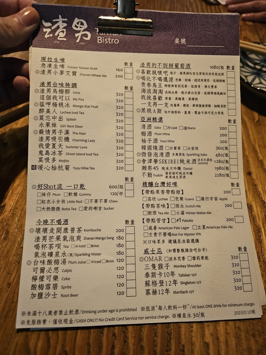Zha Nan Taiwan Bistro Dun Bei San Zha menu 2