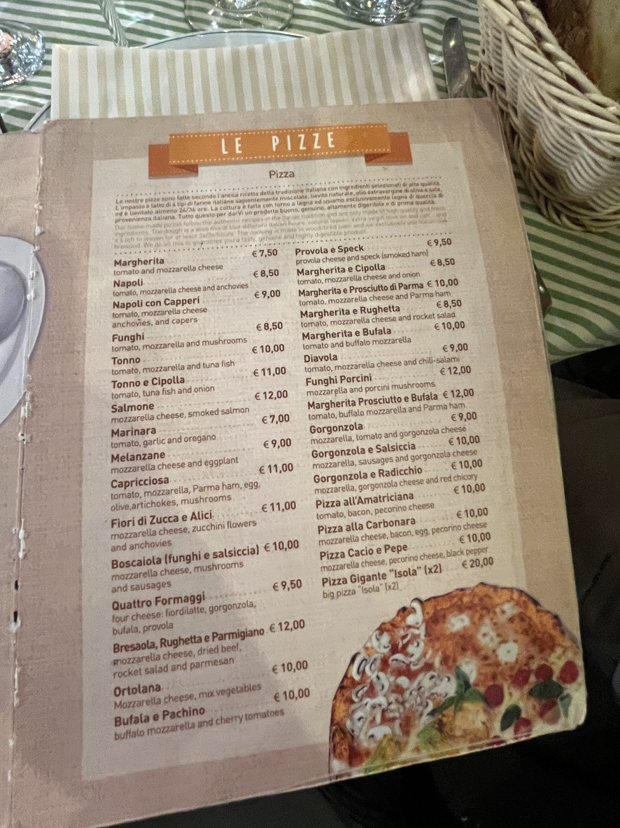 L'Isola della Pizza menu 1