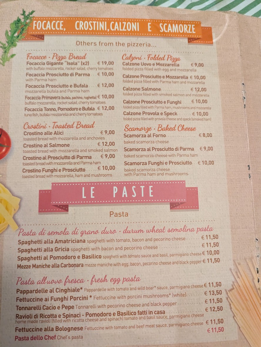 L'Isola della Pizza menu 2
