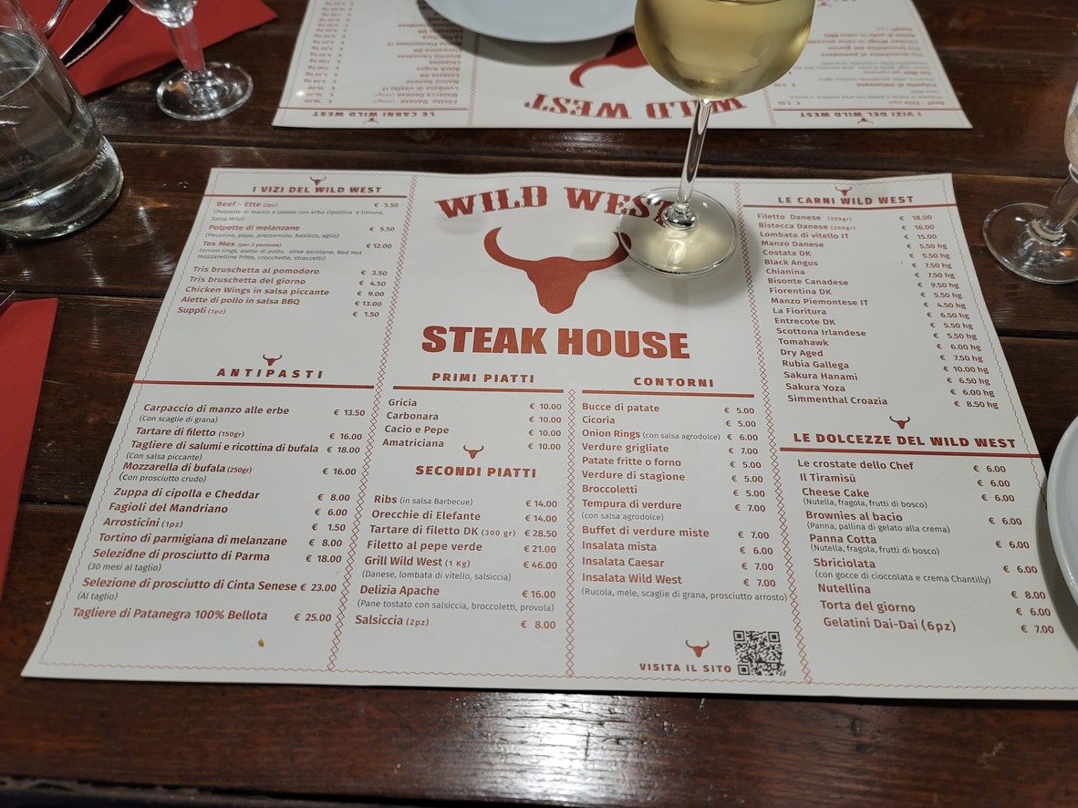 WILD WEST STEAK HOUSE menu 1