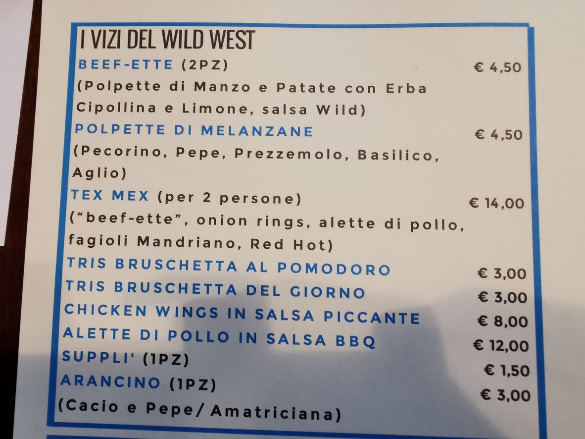 WILD WEST STEAK HOUSE menu 2