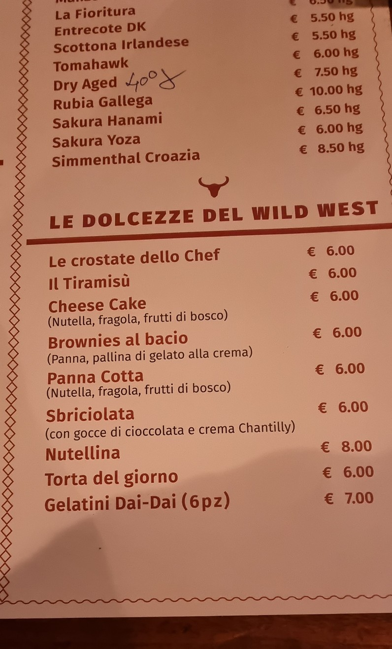 WILD WEST STEAK HOUSE menu 5