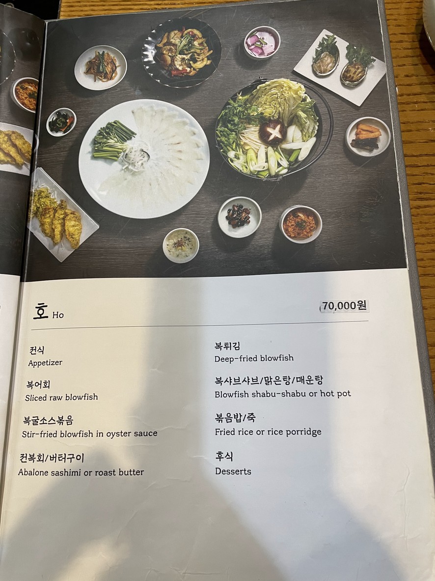 Samho Bok(pez globo)-jip menu 2