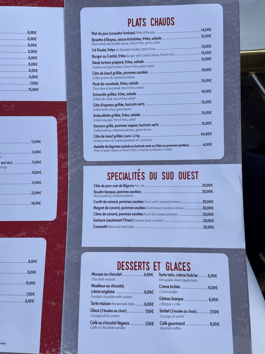 Au Métro menu 3