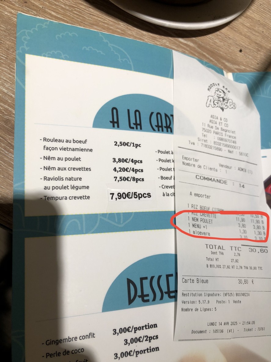 Asia et Co menu 1