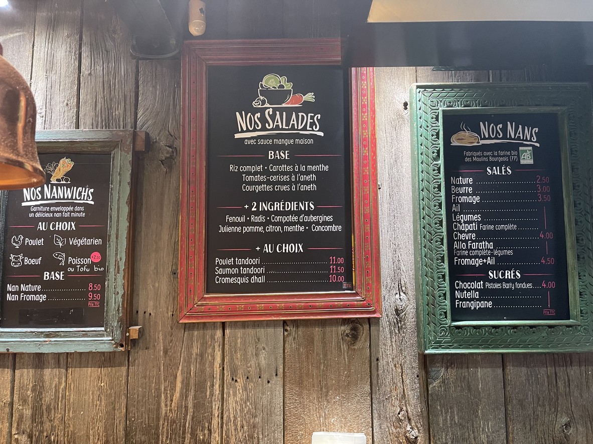 Bollynan streetfood indienne - Montorgueil menu 1