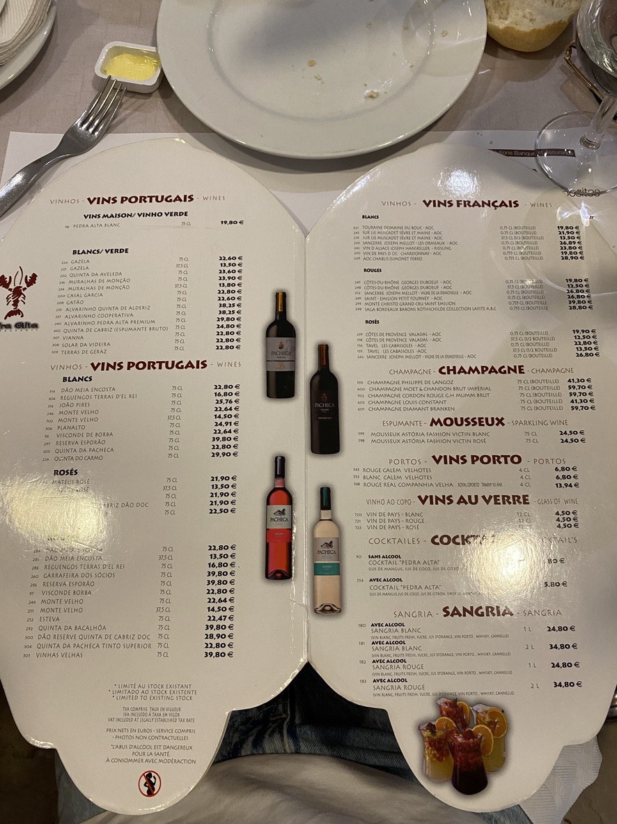 Pedra Alta menu 2