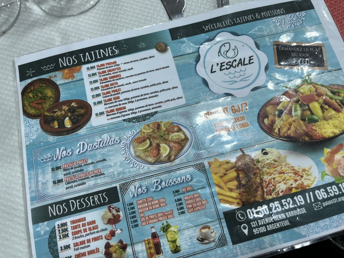 L'ESCALE menu 2