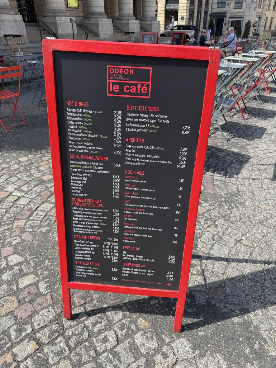 Le Café de L'Odéon menu 2