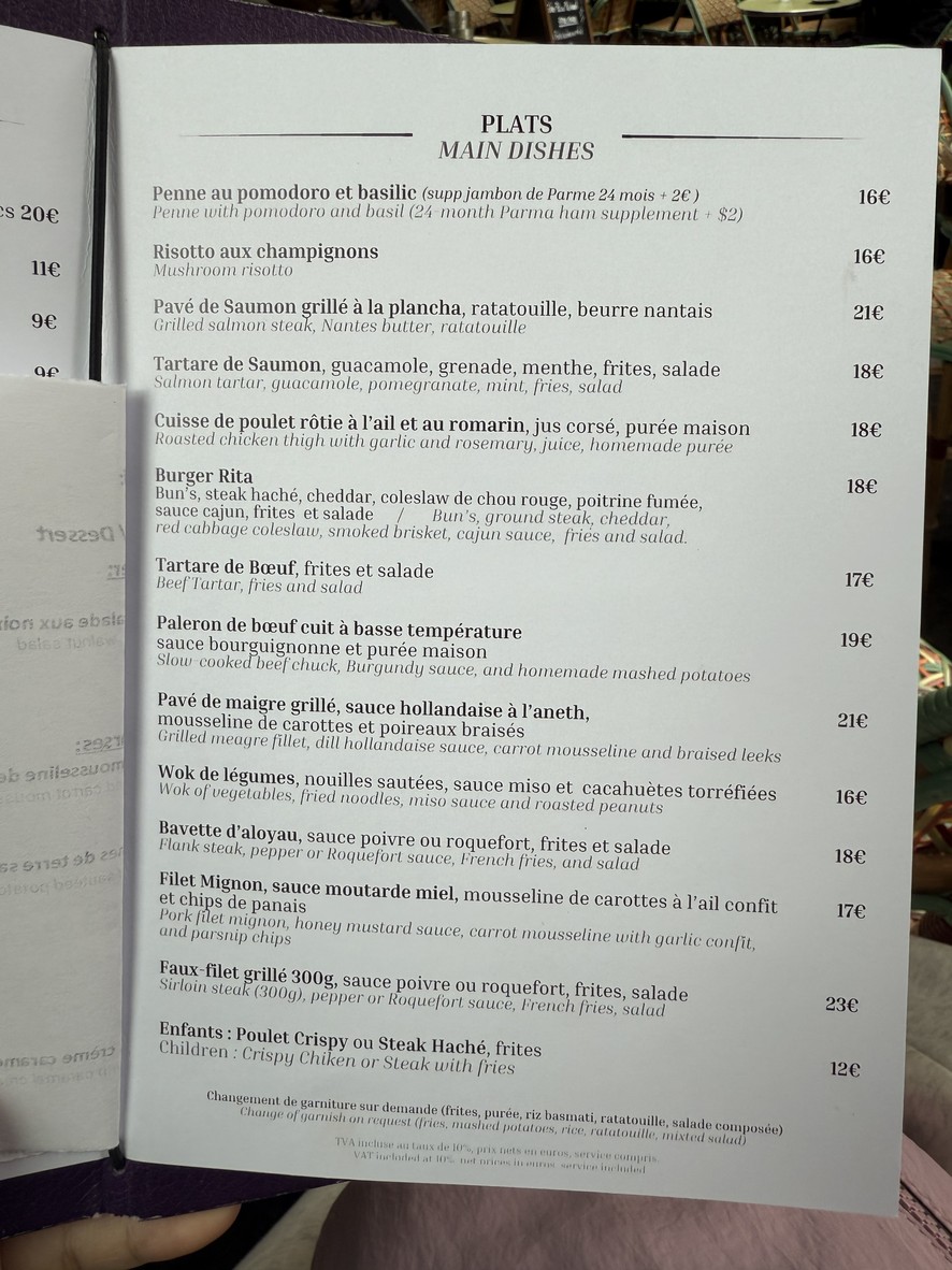 Rita menu 2
