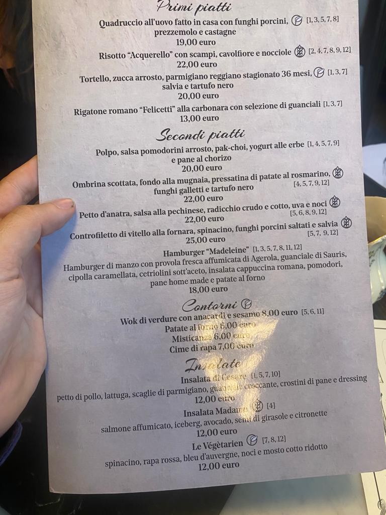 Madeleine menu 4
