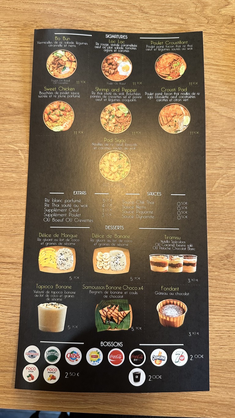 BANGCOOK Montreuil Fast-Good Thaï menu 2