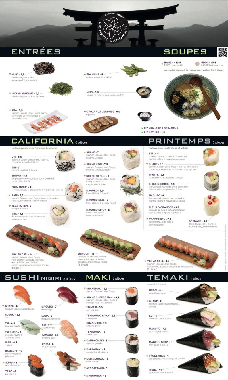 Le Petit Japonais menu 1