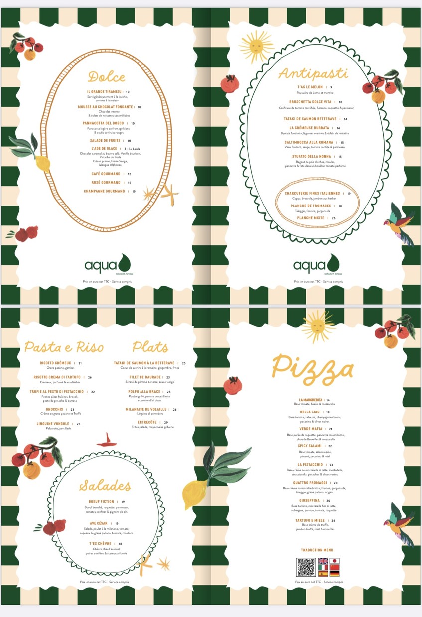 Aqua Restaurant menu 1