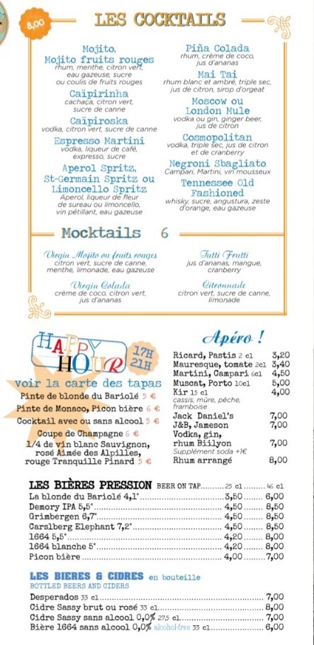 Le Bariolé menu 4