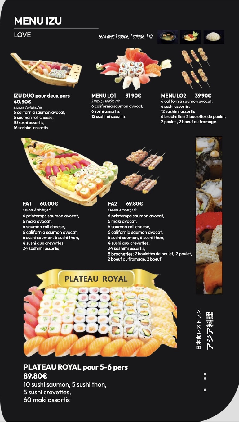 Izu Sushi Vanves menu 3