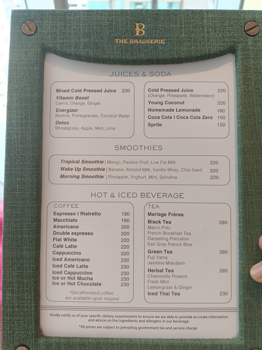 The Brasserie menu 3