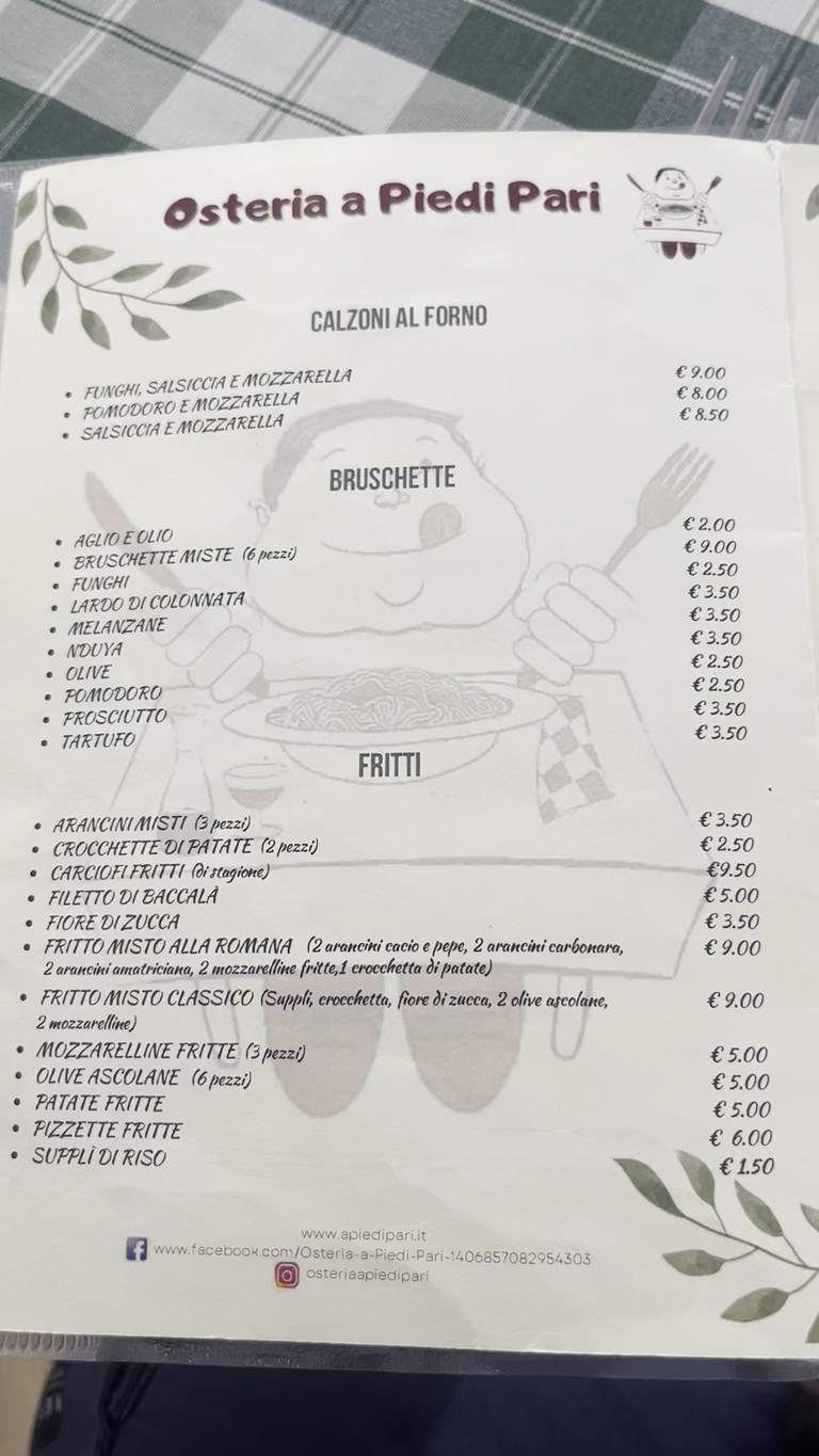 Osteria A Piedi Pari menu 3