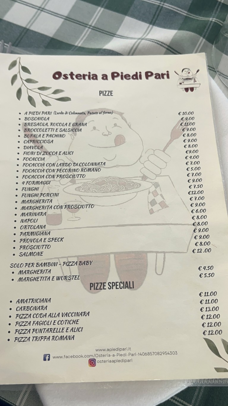 Osteria A Piedi Pari menu 4