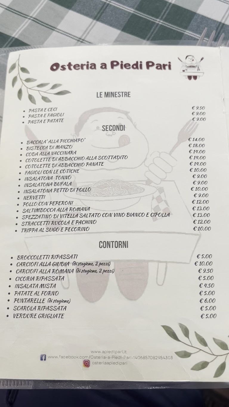 Osteria A Piedi Pari menu 5