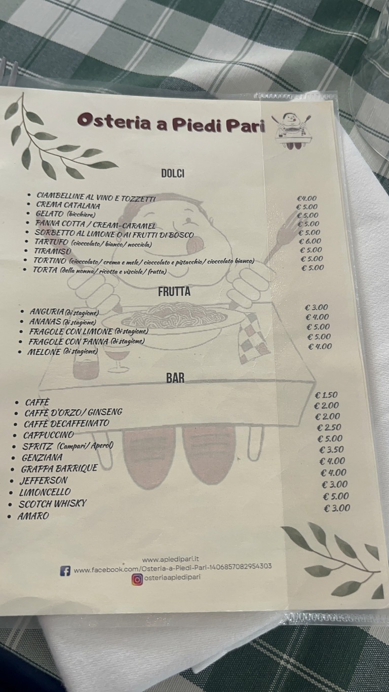 Osteria A Piedi Pari menu 6