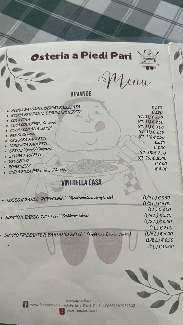 Osteria A Piedi Pari menu 7